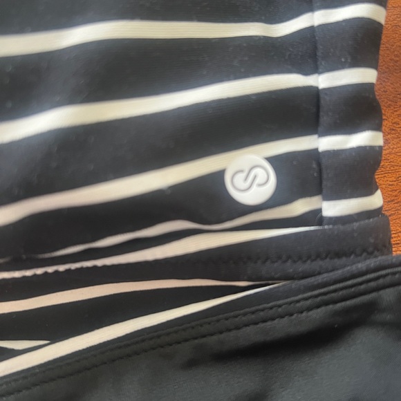 CALIA Striped Bikini Set XL Black & White Strappy Top Mid-Rise Bottom - Picture 5 of 7